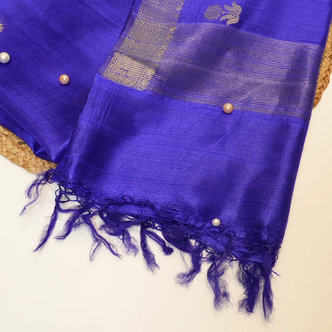 Royal Blue Silk Dupatta