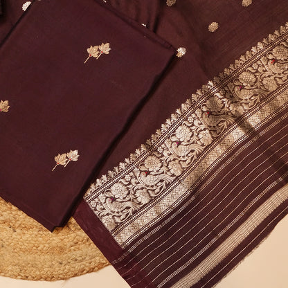 Deep Maroon Silk Dupatta with Golden Polka Dots