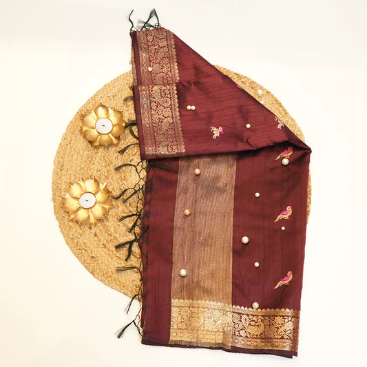Maroon Silk Dupatta