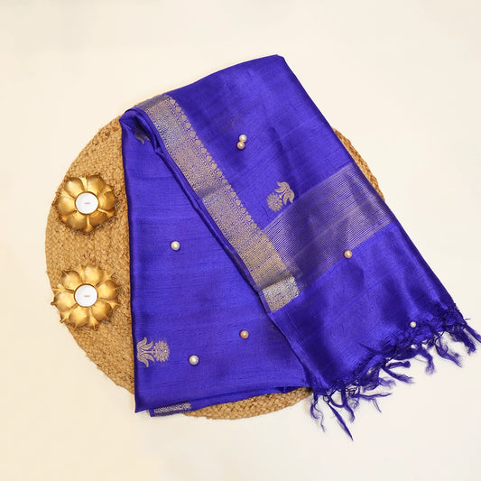 Royal Blue Silk Dupatta
