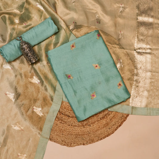 Turquise Blue Embellished Dupatta