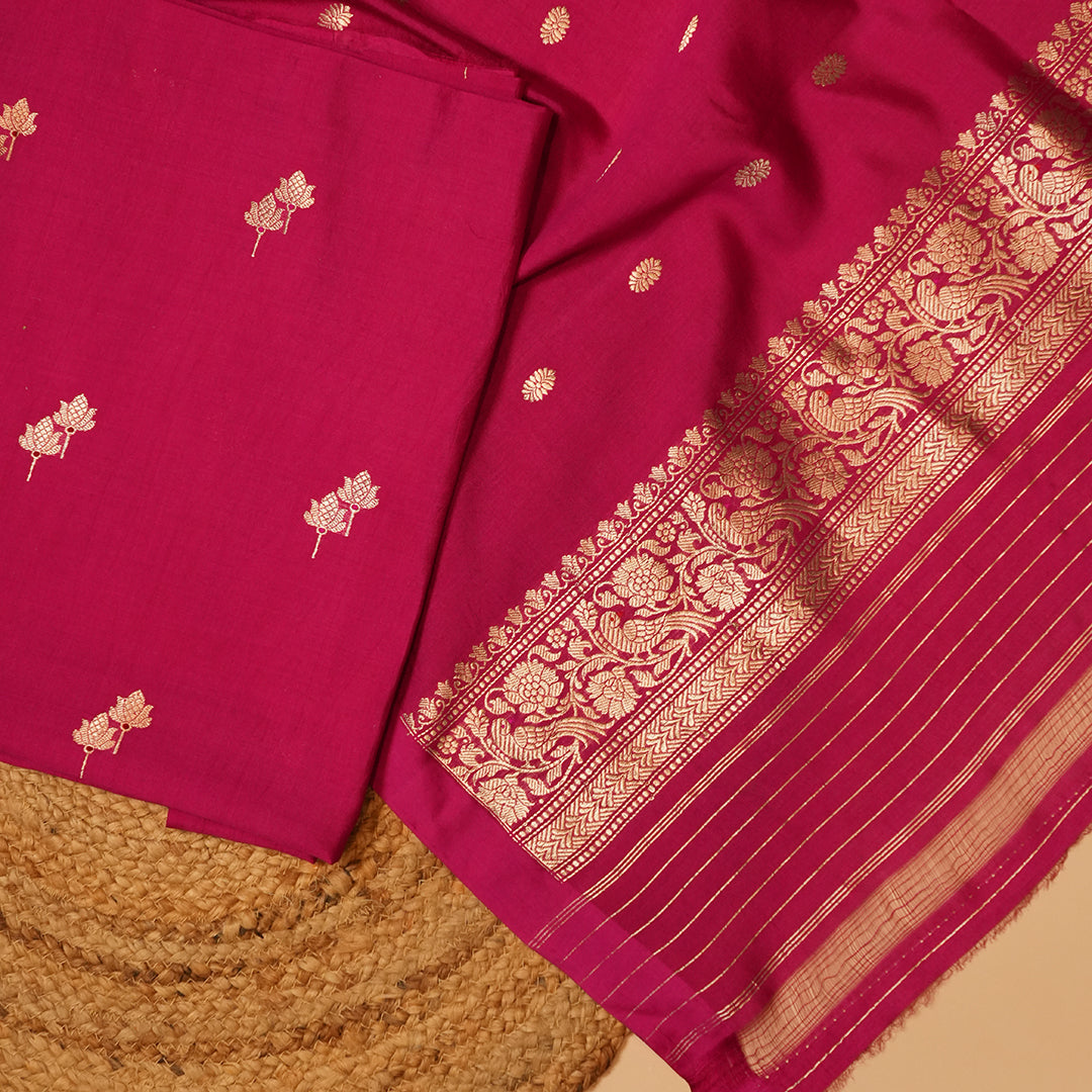 Pink Gold-Print Dupatta