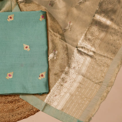Turquise Blue Embellished Dupatta