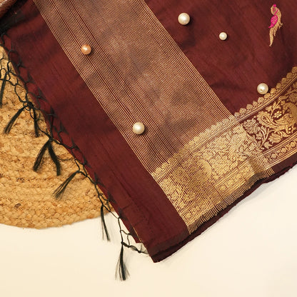 Maroon Silk Dupatta