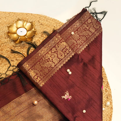 Maroon Silk Dupatta