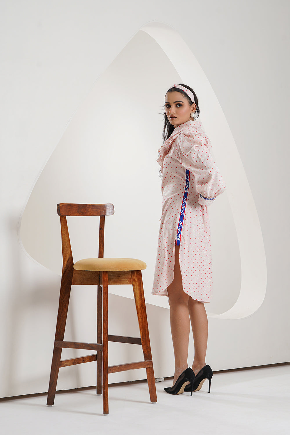Heart Print Shirt Dress