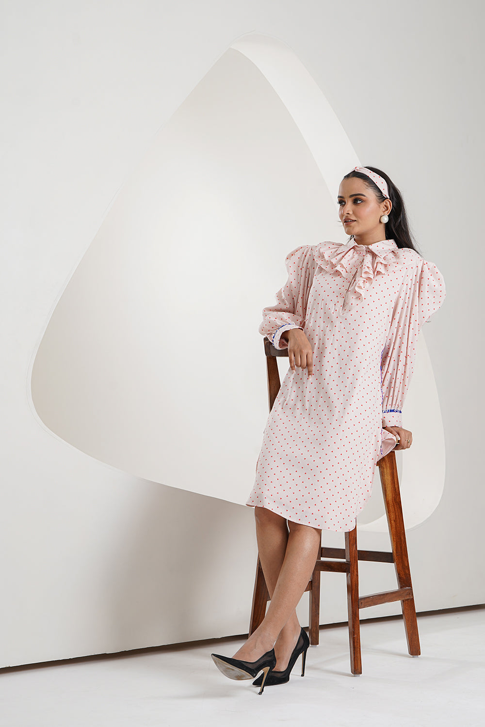 Heart Print Shirt Dress