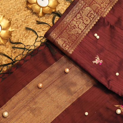 Maroon Silk Dupatta