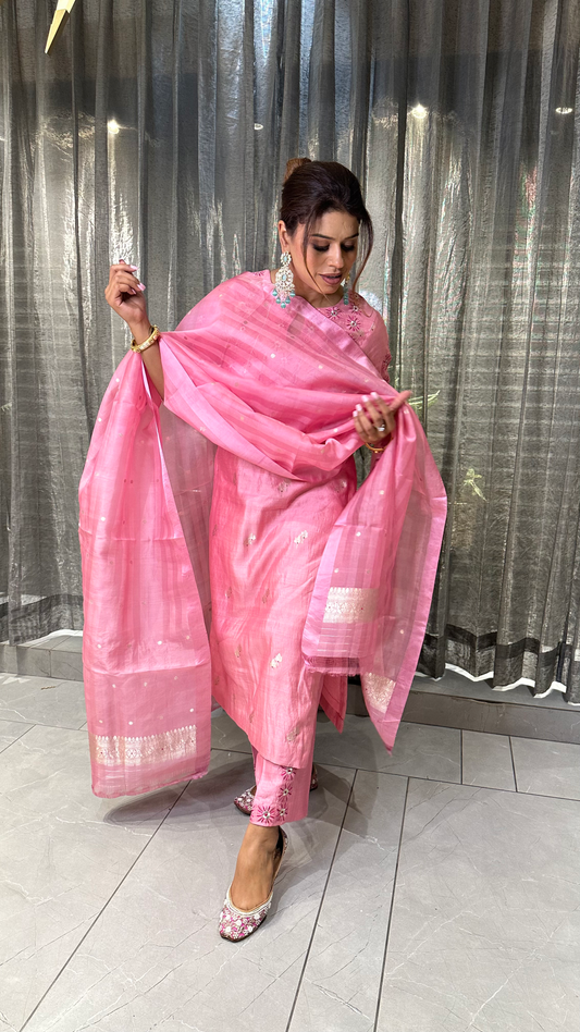 Rosabelle Pink Embroidered 3 piece Set